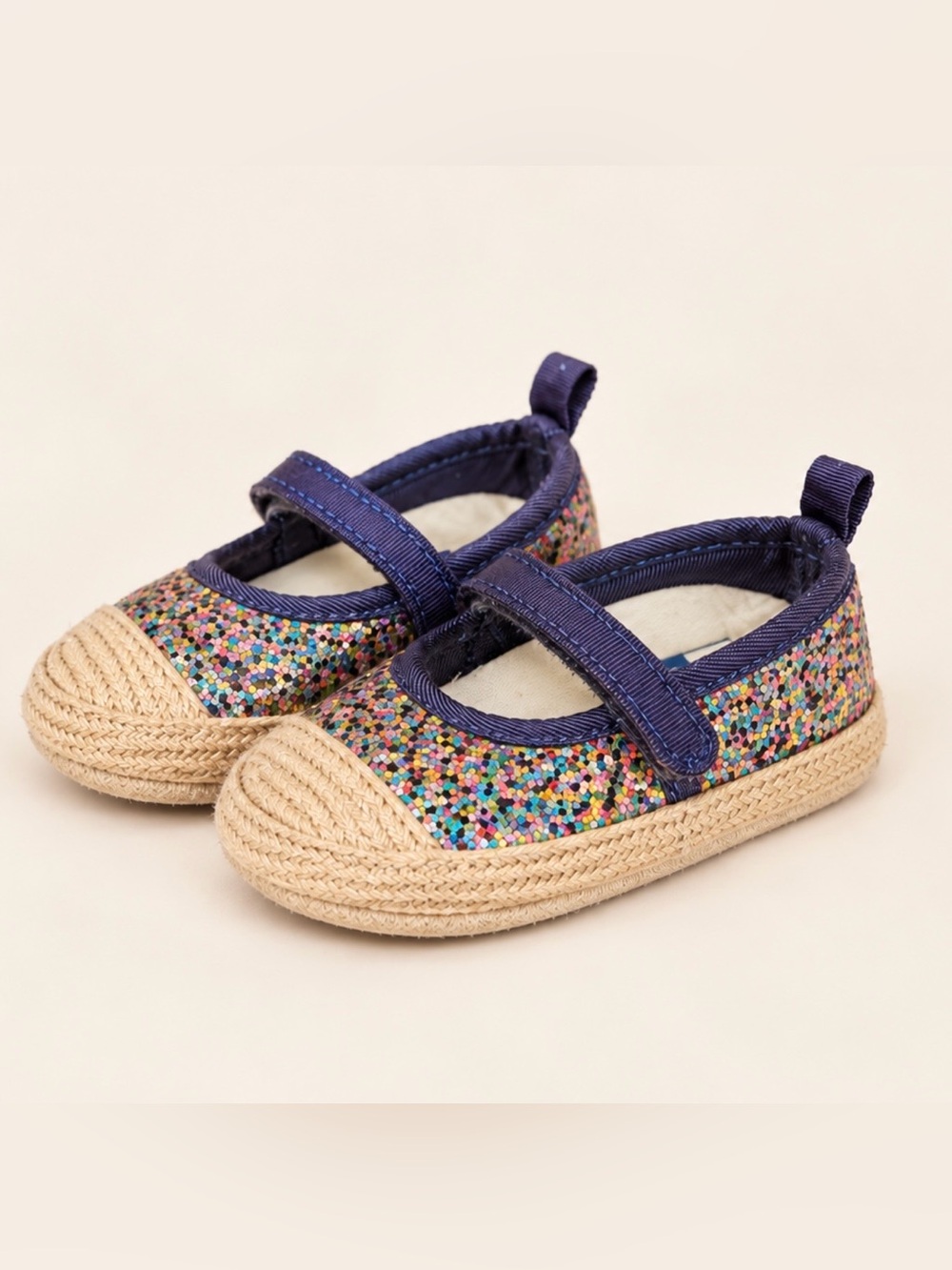 Carter's Navy Glitter Mary Jane with Woven Toe